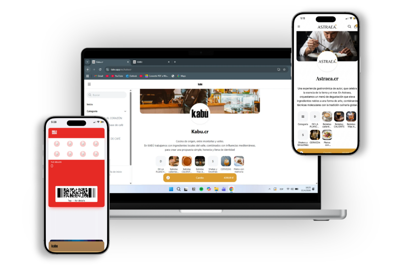 Mockup de la app y web de pedidos Brasa